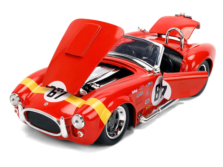 1965 Shelby Cobra 427 S/C #67 Red with Yellow Stripe "Bigtime Muscle" Series 1/24 Diecast Model Car by Jada image 2