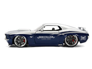 1970 Ford Mustang Boss 429 "Iron Stallion Speed Shop" Silver and Dark Blue Metallic "Bigtime Muscle" Series 1/24 Diecast Model Car by Jada image 3