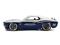 1970 Ford Mustang Boss 429 "Iron Stallion Speed Shop" Silver and Dark Blue Metallic "Bigtime Muscle" Series 1/24 Diecast Model Car by Jada image 3