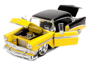1956 Chevrolet Bel Air Yellow and Black "Bigtime Muscle" Series 1/24 Diecast Model Car by Jada image 2
