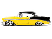 1956 Chevrolet Bel Air Yellow and Black "Bigtime Muscle" Series 1/24 Diecast Model Car by Jada image 3