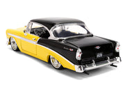1956 Chevrolet Bel Air Yellow and Black "Bigtime Muscle" Series 1/24 Diecast Model Car by Jada image 5