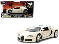 White and tan Bugatti Veyron, Furious 7 anniversary, 1:32, car and anniversary box — Jada 36755-25TH
