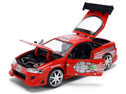 Brian's Mitsubishi Eclipse Red with Graphics Remix "The Fast and The Furious" (2001) Movie "Fast & Furious" Series 1/24 Diecast Model Car by Jada image 2