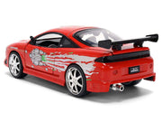 Brian's Mitsubishi Eclipse Red with Graphics Remix "The Fast and The Furious" (2001) Movie "Fast & Furious" Series 1/24 Diecast Model Car by Jada image 5