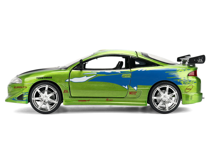 Jada Brian's Mitsubishi Eclipse green brush finish Fast and Furious 25th Anniversary 1:24 36817, view 1