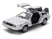 DMC DeLorean Time Machine Brushed Metal (Frost Version) "Back to the Future" (1985) Movie "40th Anniversary" Special Packaging "Hollywood Rides" Series 1/32 Diecast Model Car by Jada image 2