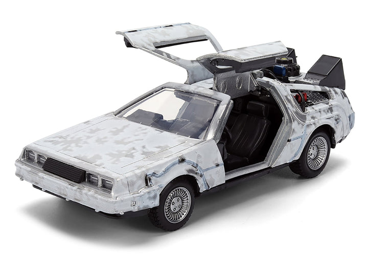 DMC DeLorean Time Machine Brushed Metal (Frost Version) "Back to the Future" (1985) Movie "40th Anniversary" Special Packaging "Hollywood Rides" Series 1/32 Diecast Model Car by Jada image 2
