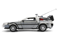 DeLorean Brushed Metal Time Machine with Lights "Back to the Future" (1985) Movie "40th Anniversary" Special Packaging "Hollywood Rides" Series 1/24 Diecast Model Car by Jada image 3