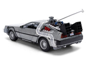 DeLorean Brushed Metal Time Machine with Lights "Back to the Future" (1985) Movie "40th Anniversary" Special Packaging "Hollywood Rides" Series 1/24 Diecast Model Car by Jada image 5