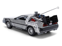 DeLorean Brushed Metal Time Machine with Lights "Back to the Future" (1985) Movie "40th Anniversary" Special Packaging "Hollywood Rides" Series 1/24 Diecast Model Car by Jada image 5