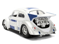 1959 Volkswagen Drag Beetle White with Graphics and R2-D2 Figure "Star Wars" Franchise "Hollywood Rides" Series 1/24 Diecast Model Car by Jada image 4