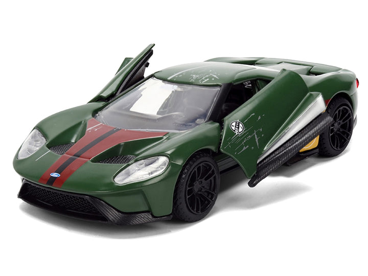 2017 Ford GT "Boba Fett" Livery Dark Green with Graphics "Star Wars" Franchise "Hollywood Rides" Series 1/32 Diecast Model Car by Jada image 2