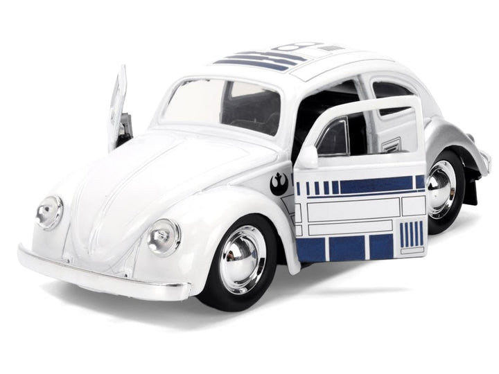 1959 Volkswagen Beetle "R2-D2" Livery White with Graphics "Star Wars" Franchise "Hollywood Rides" Series 1/32 Diecast Model Car by Jada image 2