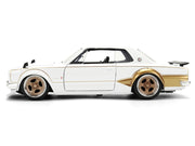 1971 Nissan Skyline 2000GT-R RHD (Right Hand Drive) White with Gold Graphics "JDM Tuners" Series 1/24 Diecast Model Car by Jada image 3