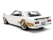 1971 Nissan Skyline 2000GT-R RHD (Right Hand Drive) White with Gold Graphics "JDM Tuners" Series 1/24 Diecast Model Car by Jada image 4