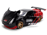 2009 Nissan GT-R (R35) Ben Sopra "Advan" Black and Red "JDM Tuners" Series 1/24 Diecast Model Car by Jada image 2