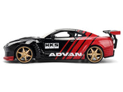 2009 Nissan GT-R (R35) Ben Sopra "Advan" Black and Red "JDM Tuners" Series 1/24 Diecast Model Car by Jada image 3