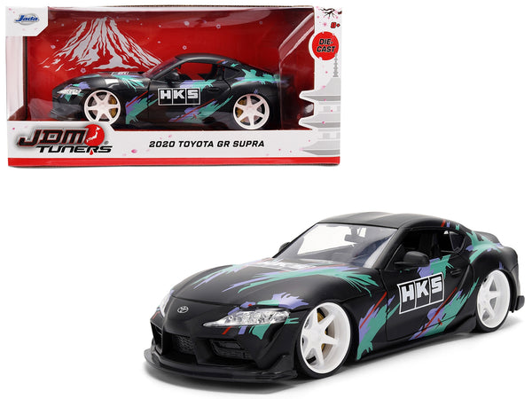 2020 Toyota GR Supra "HKS" Matt Black with Graphics "JDM Tuners" Series 1/24 Diecast Model Car by Jada