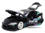 2020 Toyota GR Supra "HKS" Matt Black with Graphics "JDM Tuners" Series 1/24 Diecast Model Car by Jada image 2