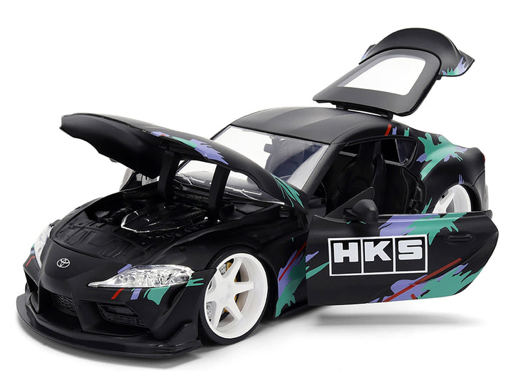 2020 Toyota GR Supra "HKS" Matt Black with Graphics "JDM Tuners" Series 1/24 Diecast Model Car by Jada image 2