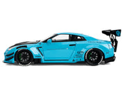 Nissan GT-R (R35) Liberty Walk Body Kit 2.0 RHD (Right Hand Drive) Blue with Black Hood "Pink Slips" Series 1/18 Diecast Model Car by Jada image 3