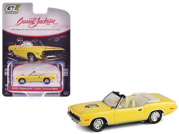 1970 Plymouth 'Cuda Convertible Yellow "Barrett-Jackson" Series 15 1/64 Diecast Model Car by Greenlight