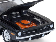1970 Plymouth 'Cuda AAR Black with Gray Stripes "Barrett-Jackson" Series 16 1/64 Diecast Model Car by Greenlight image 2