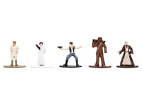 Close-up of five character miniatures from the twelve-figure Star Wars Nano Metalfigs set, Jada 37360