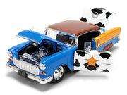 1955 Chevrolet Bel Air Blue with Graphics and Woody Diecast Figure "Toy Story" Franchise "Hollywood Rides" Series 1/24 Diecast Model Car by Jada image 2