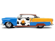 1955 Chevrolet Bel Air Blue with Graphics and Woody Diecast Figure "Toy Story" Franchise "Hollywood Rides" Series 1/24 Diecast Model Car by Jada image 3