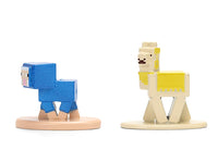 Baby blue sheep and yellow llama miniatures from the Minecraft Nano Metalfigs set, Jada 37541