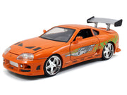 Dom's 1970 Dodge Charger R/T Black and Brian's Toyota Supra Orange with Graphics Set of 2 Cars "Fast & Furious 25th Anniversary" "Fast & Furious" Series 1/24 Diecast Model Cars by Jada image 3