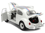 Volkswagen Beetle #53 "Herbie" White with Stripes "The Love Bug" (1968) Movie with Extra Wheels 1/24 Diecast Model Car by Jada image 4