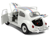 Volkswagen Beetle #53 "Herbie" White with Stripes "The Love Bug" (1968) Movie with Extra Wheels 1/24 Diecast Model Car by Jada image 4