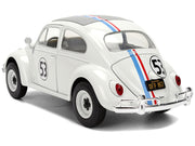Volkswagen Beetle #53 "Herbie" White with Stripes "The Love Bug" (1968) Movie with Extra Wheels 1/24 Diecast Model Car by Jada image 5
