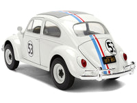 Volkswagen Beetle #53 "Herbie" White with Stripes "The Love Bug" (1968) Movie with Extra Wheels 1/24 Diecast Model Car by Jada image 5