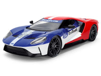 2017 Ford GT Blue and Red with White Stripes with Michelin Man Diecast Figure "Michelin Tires" "Hollywood Rides" Series 1/24 Diecast Model Car by Jada image 2