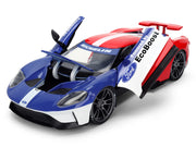 2017 Ford GT Blue and Red with White Stripes with Michelin Man Diecast Figure "Michelin Tires" "Hollywood Rides" Series 1/24 Diecast Model Car by Jada image 3