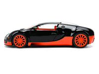 2011 Bugatti Veyron Black with Orange Accents and Orange Interior "Hyper-Spec" Series 1/24 Diecast Model Car by Jada image 3
