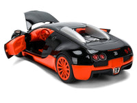 2011 Bugatti Veyron Black with Orange Accents and Orange Interior "Hyper-Spec" Series 1/24 Diecast Model Car by Jada image 4