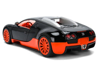 2011 Bugatti Veyron Black with Orange Accents and Orange Interior "Hyper-Spec" Series 1/24 Diecast Model Car by Jada image 5