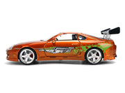 Brian's Toyota Supra Orange Color Brush Finish 25 Years of Fast & Furious Anniversary "The Fast and the Furious" (2001) Movie "Fast & Furious" Series 1/24 Diecast Model Car by Jada image 3