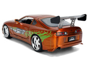 Brian's Toyota Supra Orange Color Brush Finish 25 Years of Fast & Furious Anniversary "The Fast and the Furious" (2001) Movie "Fast & Furious" Series 1/24 Diecast Model Car by Jada image 4