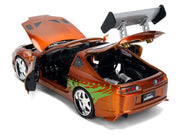 Brian's Toyota Supra Orange Color Brush Finish 25 Years of Fast & Furious Anniversary "The Fast and the Furious" (2001) Movie "Fast & Furious" Series 1/24 Diecast Model Car by Jada image 5