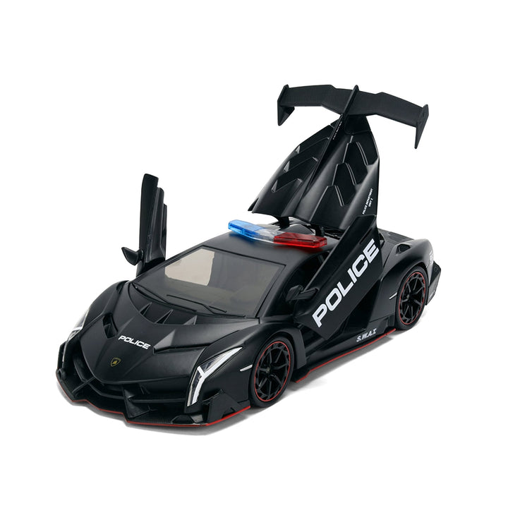 Lamborghini Veneno "Police" Matt Black "Hyper-Spec" Series 1/24 Diecast Model Car by Jada image 2
