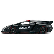 Lamborghini Veneno "Police" Matt Black "Hyper-Spec" Series 1/24 Diecast Model Car by Jada image 3