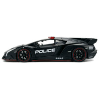 Lamborghini Veneno "Police" Matt Black "Hyper-Spec" Series 1/24 Diecast Model Car by Jada image 3