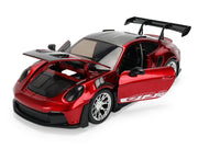 Porsche 911 (992) GT3 RS Red Chrome with Carbon Top and Hood Stripes "Hyper-Spec" Series 1/24 Diecast Model Car by Jada image 2