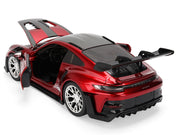 Porsche 911 (992) GT3 RS Red Chrome with Carbon Top and Hood Stripes "Hyper-Spec" Series 1/24 Diecast Model Car by Jada image 4